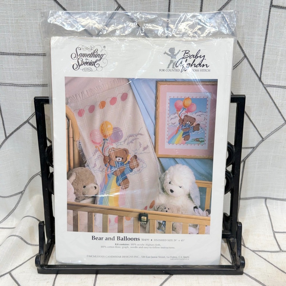 Something Special Cross Stitch Kit 29x45 White Bear & Balloons Vintage 1989 OPEN